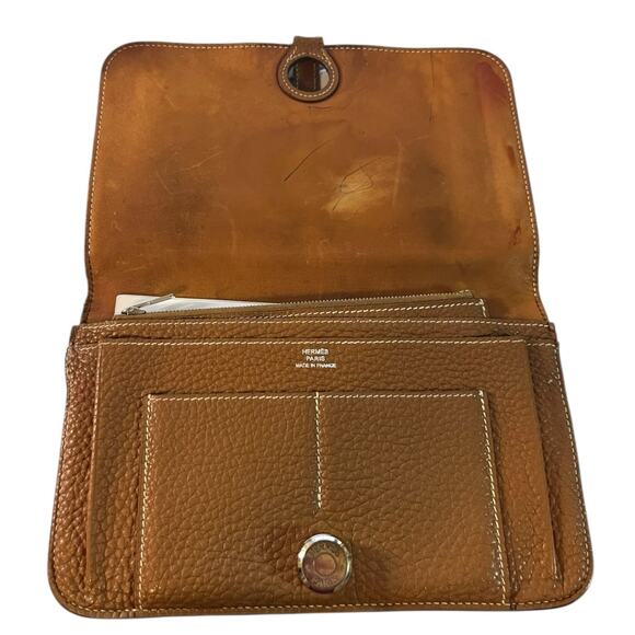 Hermes Dogon Duo Calf Leather Long Wallet Palladium Hardware in "Gold" 2006 - Picture 13 of 16